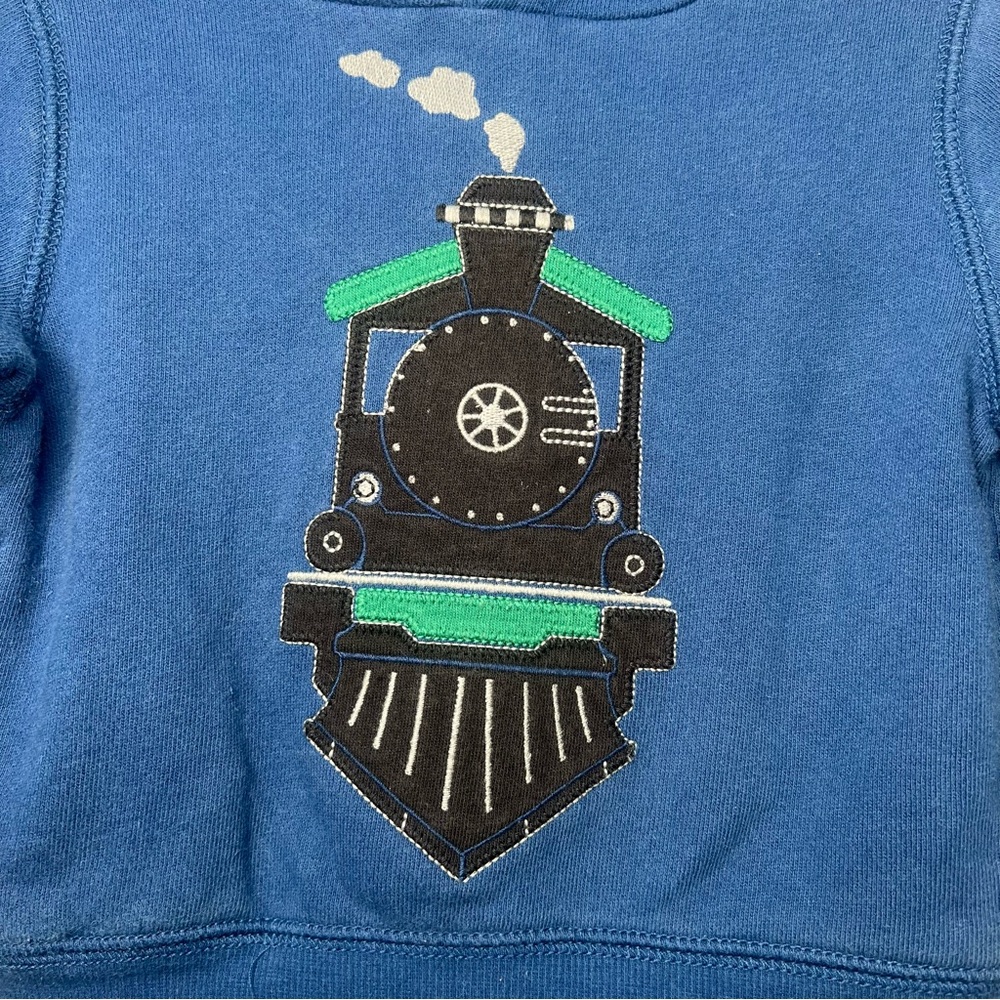 Gymboree 6-12 Months Boys Blue Train Hooded Sweatshirt‎ - Picture 3 of 7